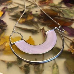 Lilac enamel statement necklace with silver